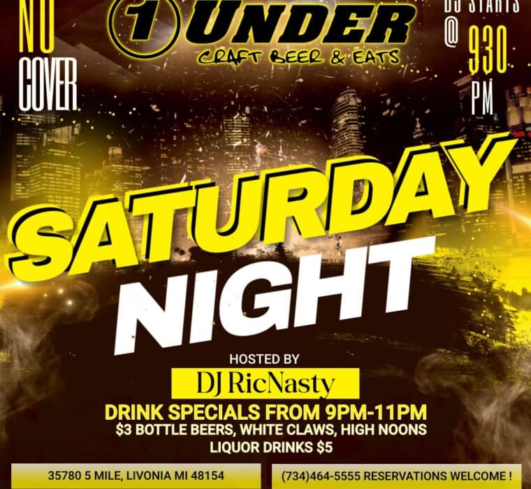 Saturday DJ Ric Nasty at One Under Bar